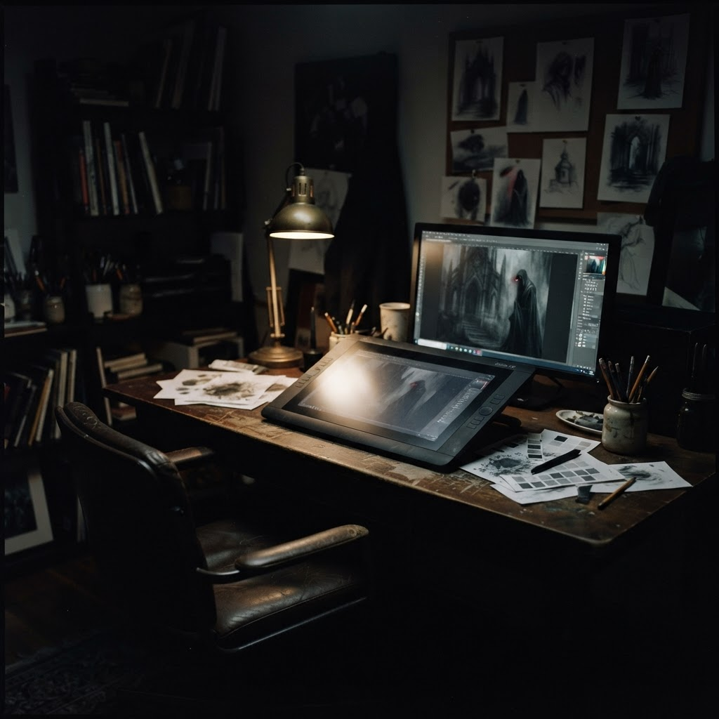 Balancing spreadsheets and art tests living side by side.